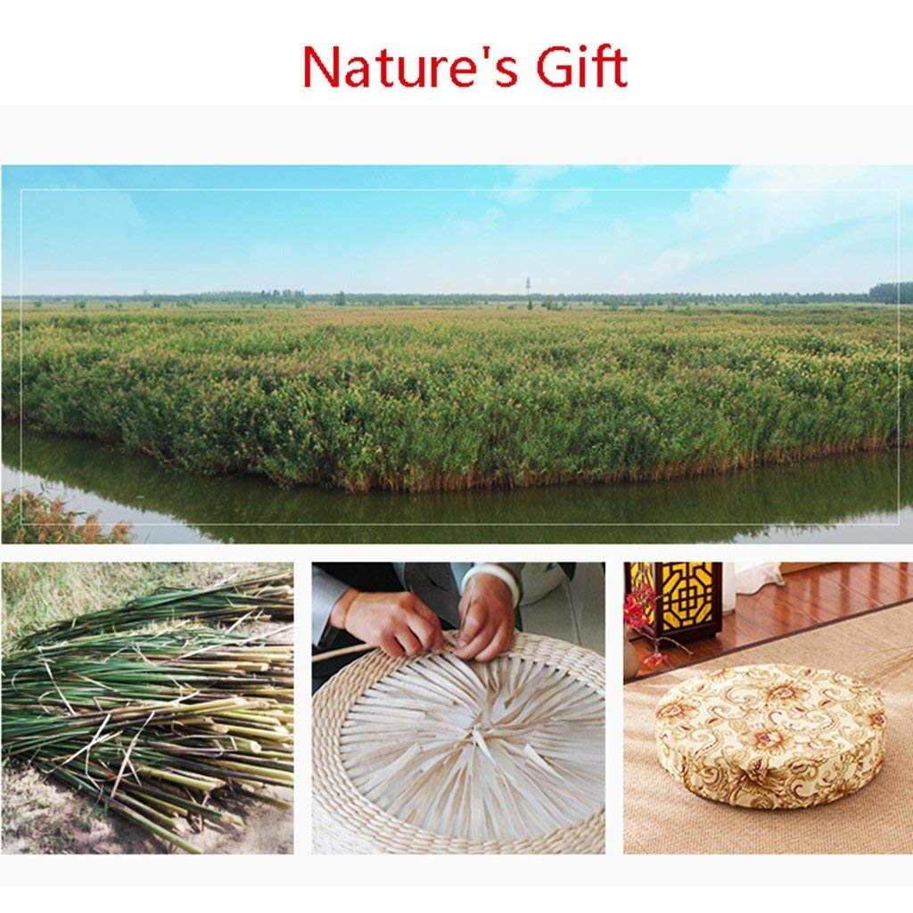2 Pack Tatami Floor Pillow Sitting Cushion Bigger Size, Round Padded Room Floor Straw Mat for Outdoor Seat (Dia: 19.7)