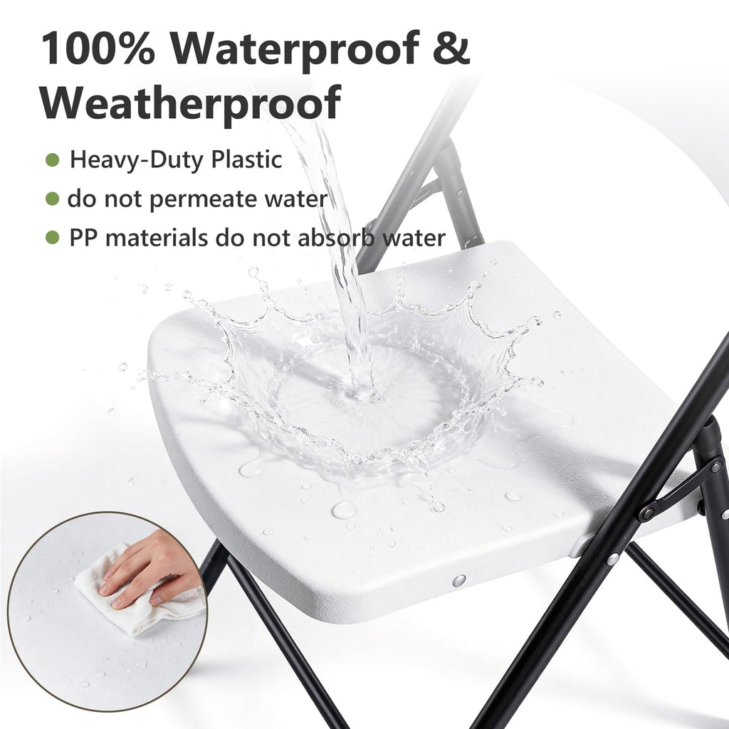 Folding Chairs 6 Pack, Outdoor Folding Chairs for Outside Indoor, Portable 350 lbs Capacity Heavy Duty Plastic Metal