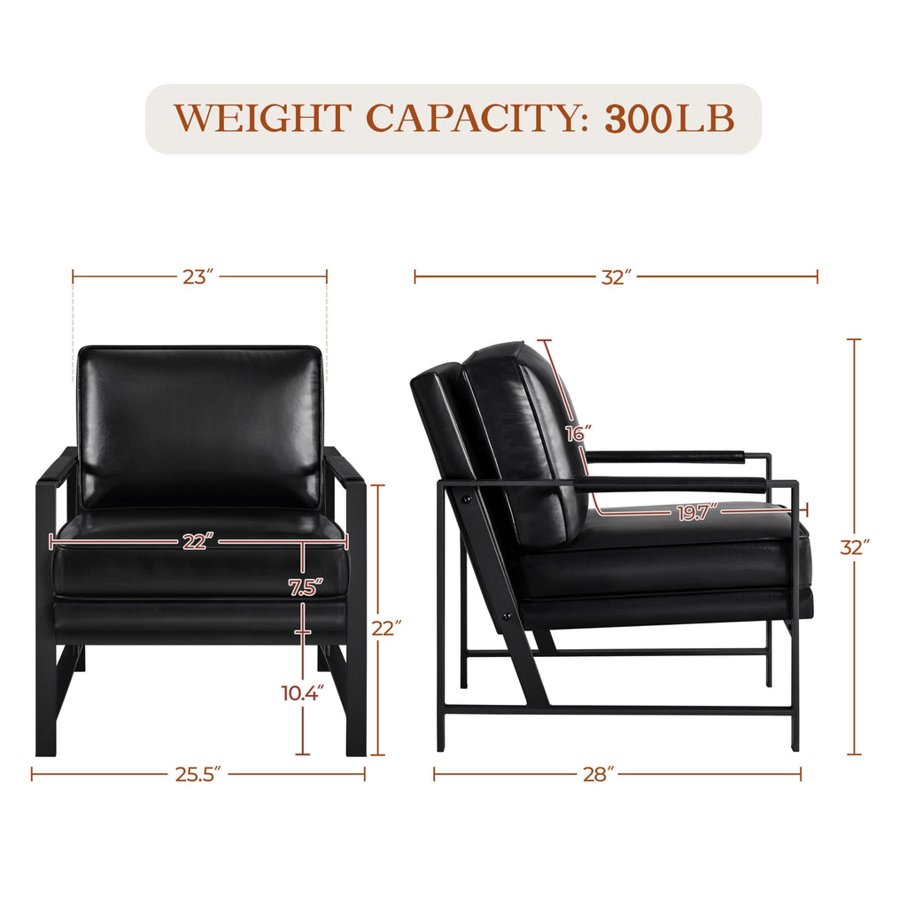 Mid-Century Accent Chair, Modern Armchair, Black