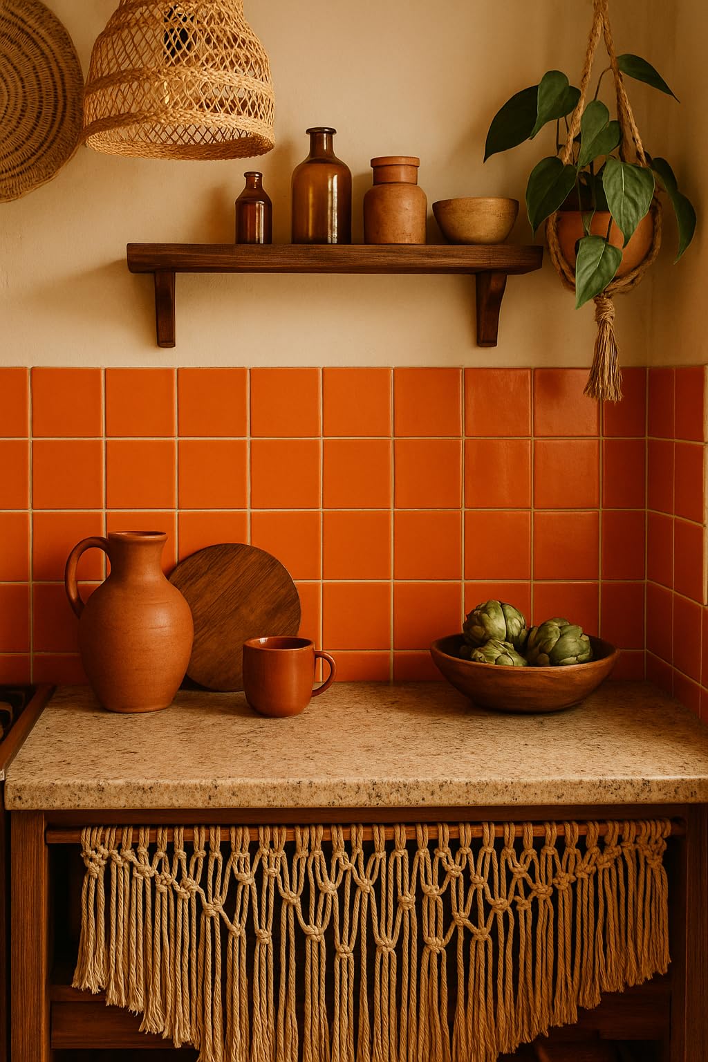 Glossy Ceramic Tile 4.25 inch Subway Square 4x4 Shower Bathroom Kitchen Backsplash Box 10 Pieces (Orange)