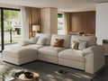Leather Sectional Couch, L shaped Modular Sectional Sofa, Beige