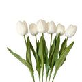 19'' Real Touch Latex Artificial Tulip Flowers, 6 Pack Milky White Faux Stems Decor, Table Centerpieces, Vase, Spring