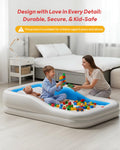 Inflatable Toddler Travel Bed with 3-Sided, Extra Large, Blue