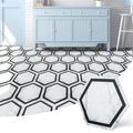 30-Pack Hexagon Peel and Stick Vinyl Floor Tiles, White Marble