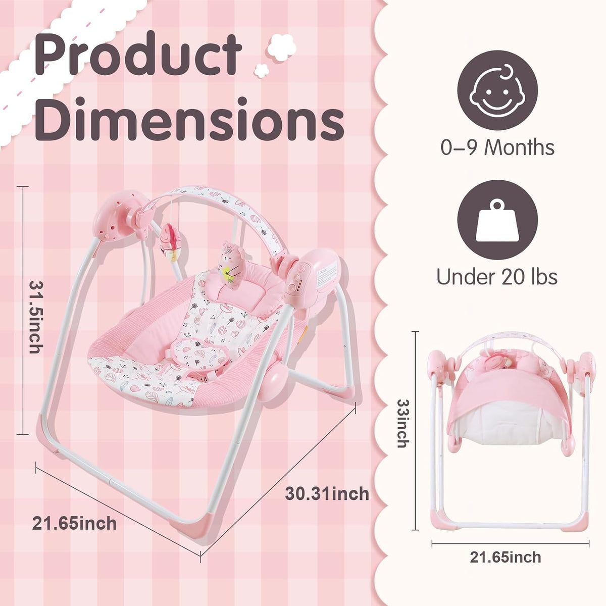 Swing for Infants, Portable Infant Swing with Music