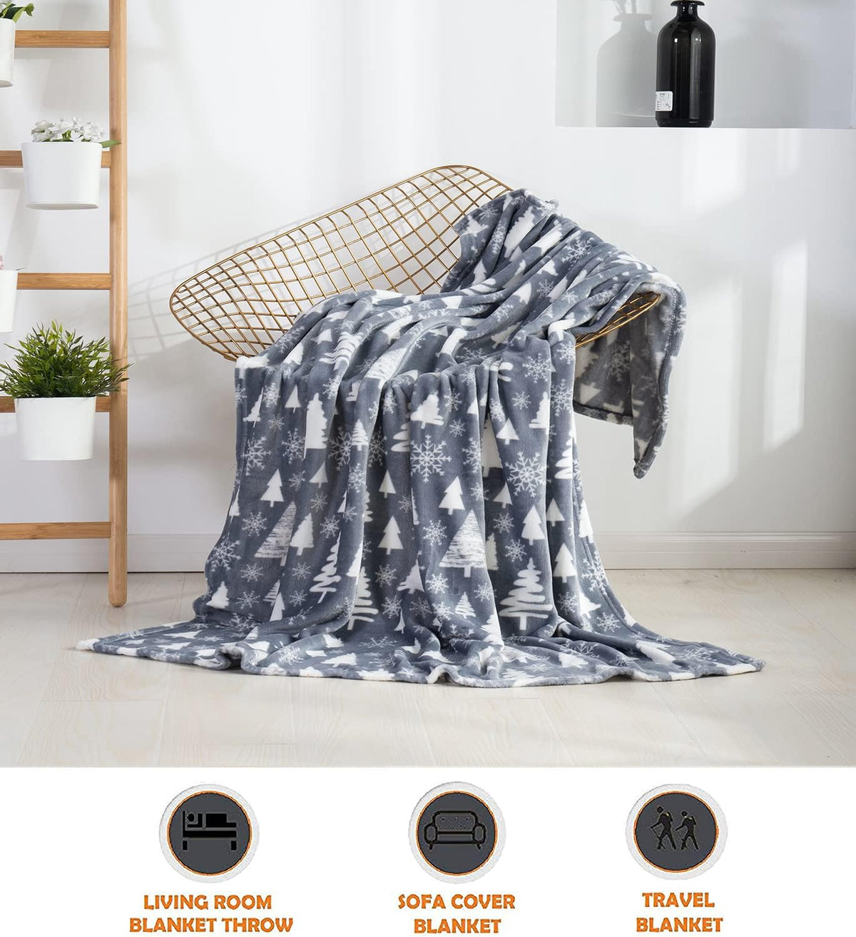 Luxury Velvet Super Soft Christmas Prints Fleece Blanket-Holiday Theme Home Décor Fuzzy Warm and Cozy Throws