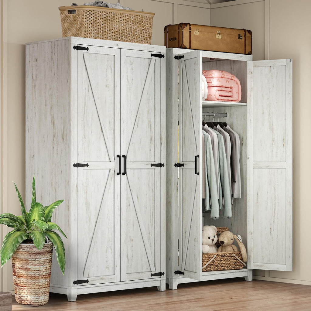 71'' Farmhouse Armoire Wardrobe Closet Set of 2