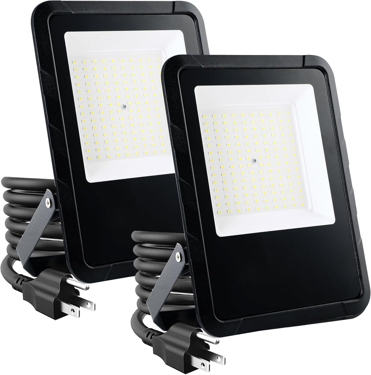 2 Pack LED Flood Lights Outdoor, 100W 10000LM Super Bright Outside Work Light with Plug, IP65 Waterproof, 6500K