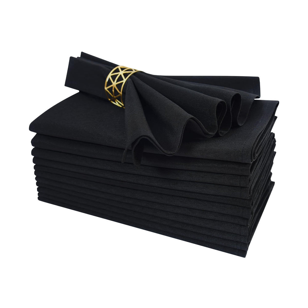 Black Cloth Napkins Set of 12 Washable Dinner Napkins, 18X18 in