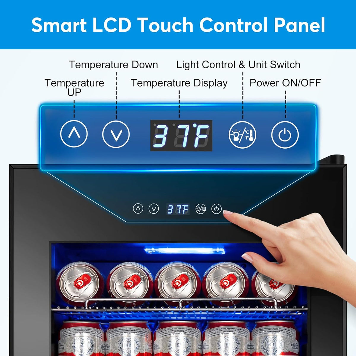 Beverage Refrigerator 17 inch Wide - 126 Can Beverage Cooler with Glass Door | Counter