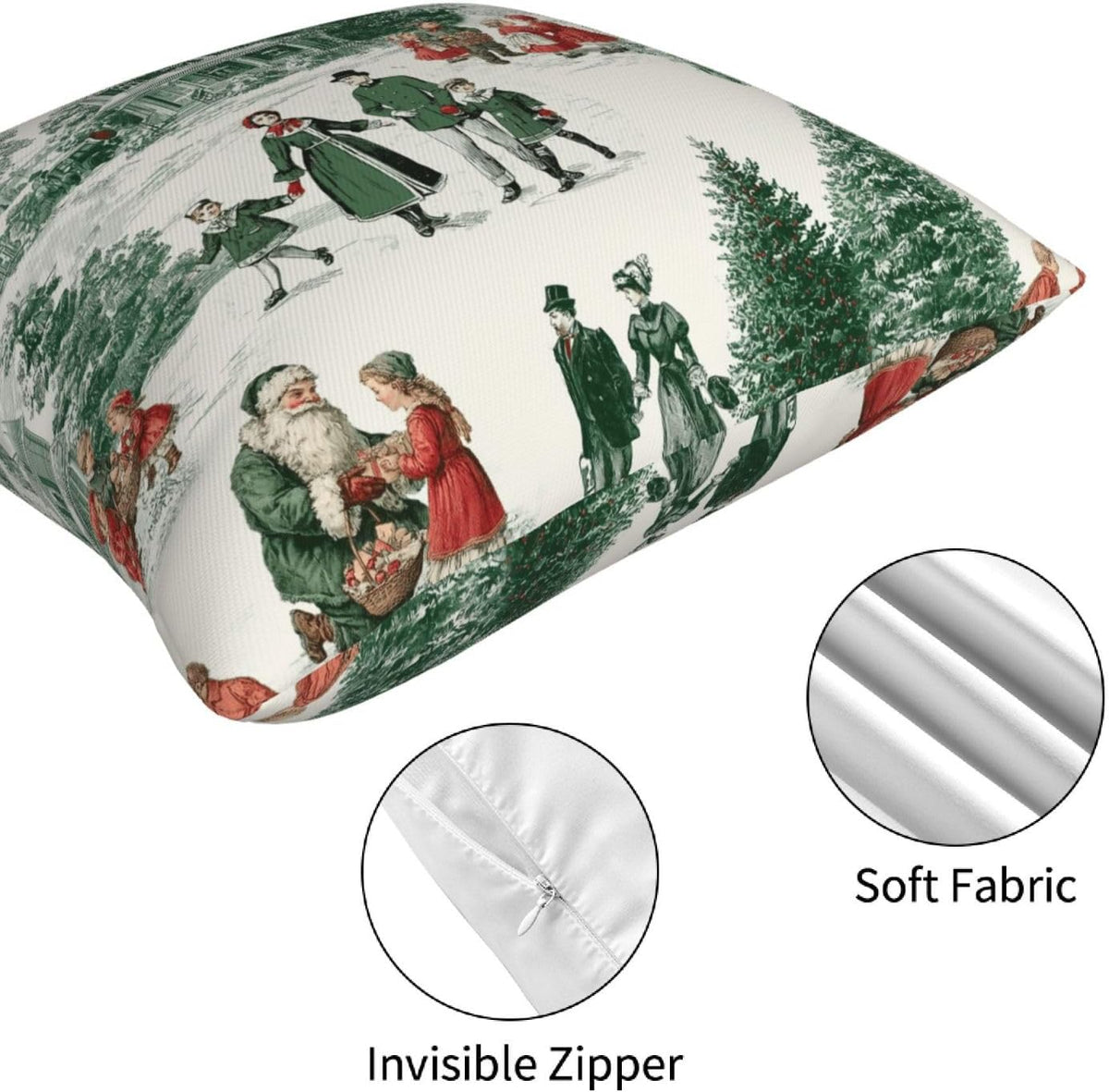 Christmas Throw Pillow Covers 18x18 Inch Pillowcases Outdoor Home Decor for Couch Bed Sofa Living Room - Set of 4