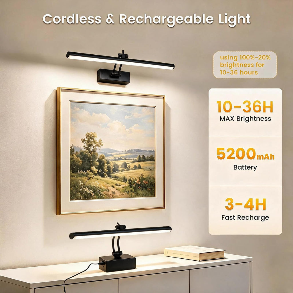 2 Pack Picture Lights for Wall Battery Operated, 16 inch Wireless Art Lighting for Painting, 6 Colors Picture Frame