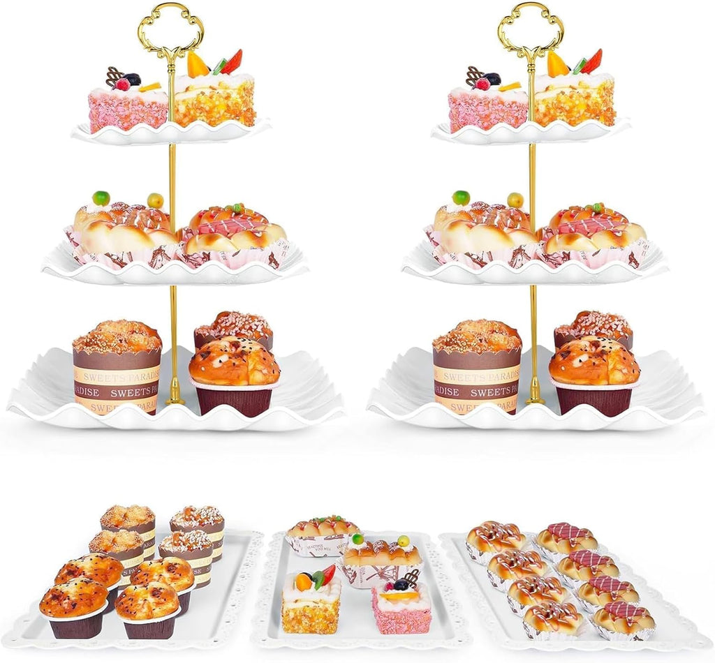 Dessert Table Display Set - 3-Tier Dessert Display Stands & Serving Tray - Dessert Trays Dessert - Set of 5