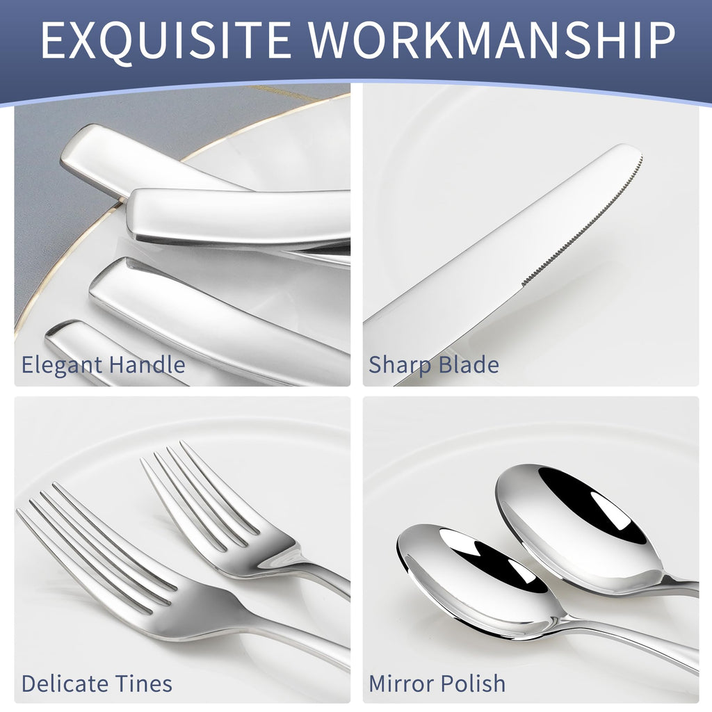 40 Piece 18/10 Stainless Steel Silverware for 8, Heavy Duty Flatware Set