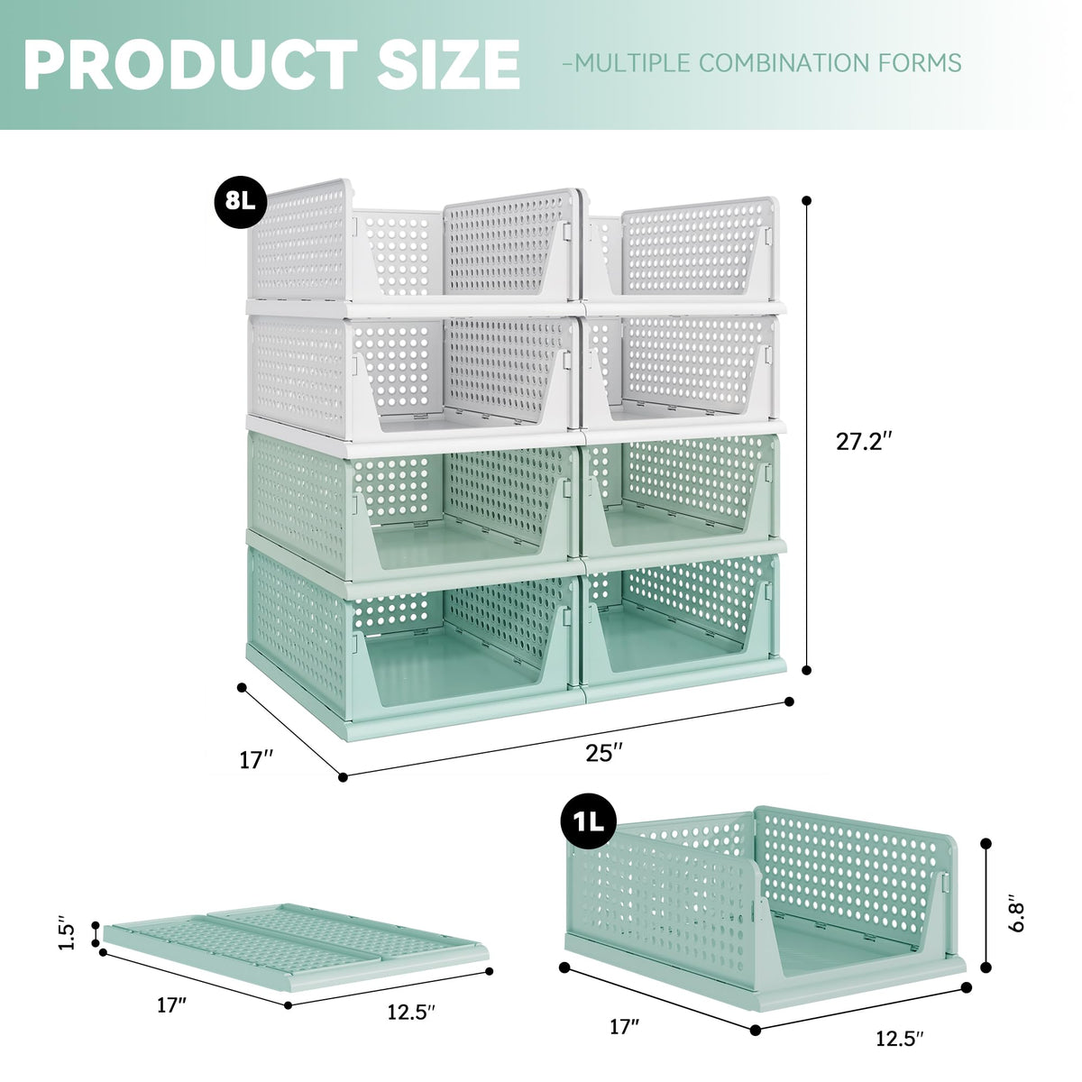 Green Boy Closet Organizers and Storage Stackable Plastic Drawer Basket for Clothing Stackable Storage Bins Shelf