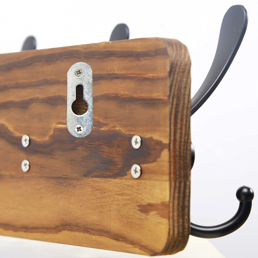 Rustic Coat Rack Wall Mount, 16" Stud Spacing, Solid Wood, Brown