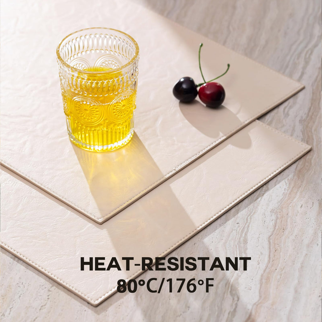 Faux Leather Placemats Set of 4 Vinyl Washable Wipeable Table Mats Dining Table Heat Resistant Waterproof Modern