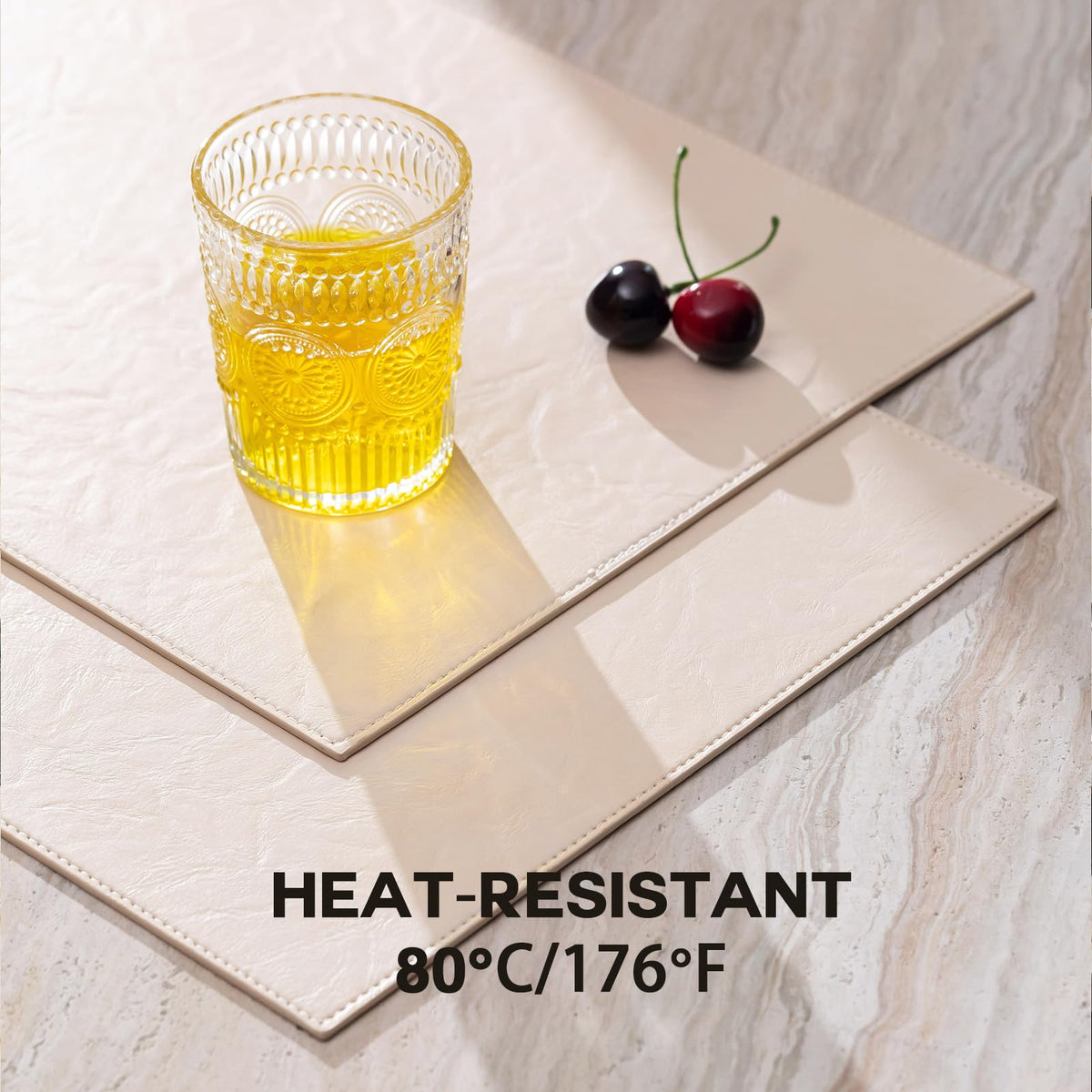 Faux Leather Placemats Set of 4 Vinyl Washable Wipeable Table Mats Dining Table Heat Resistant Waterproof Modern