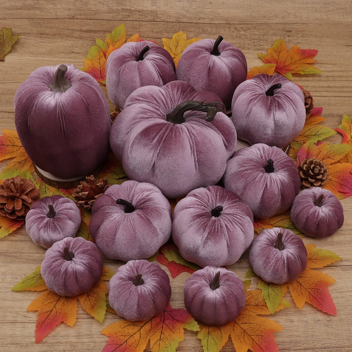 16Pcs Thanksgiving Artificial Velvet Pumpkins Foam Pumpkin Decor