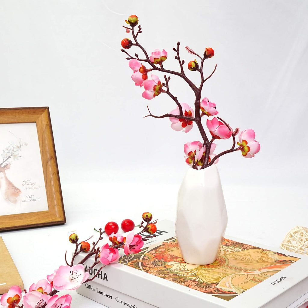 6 Pieces Artificial Pink Plum Blossom Faux Flowers for Decoration