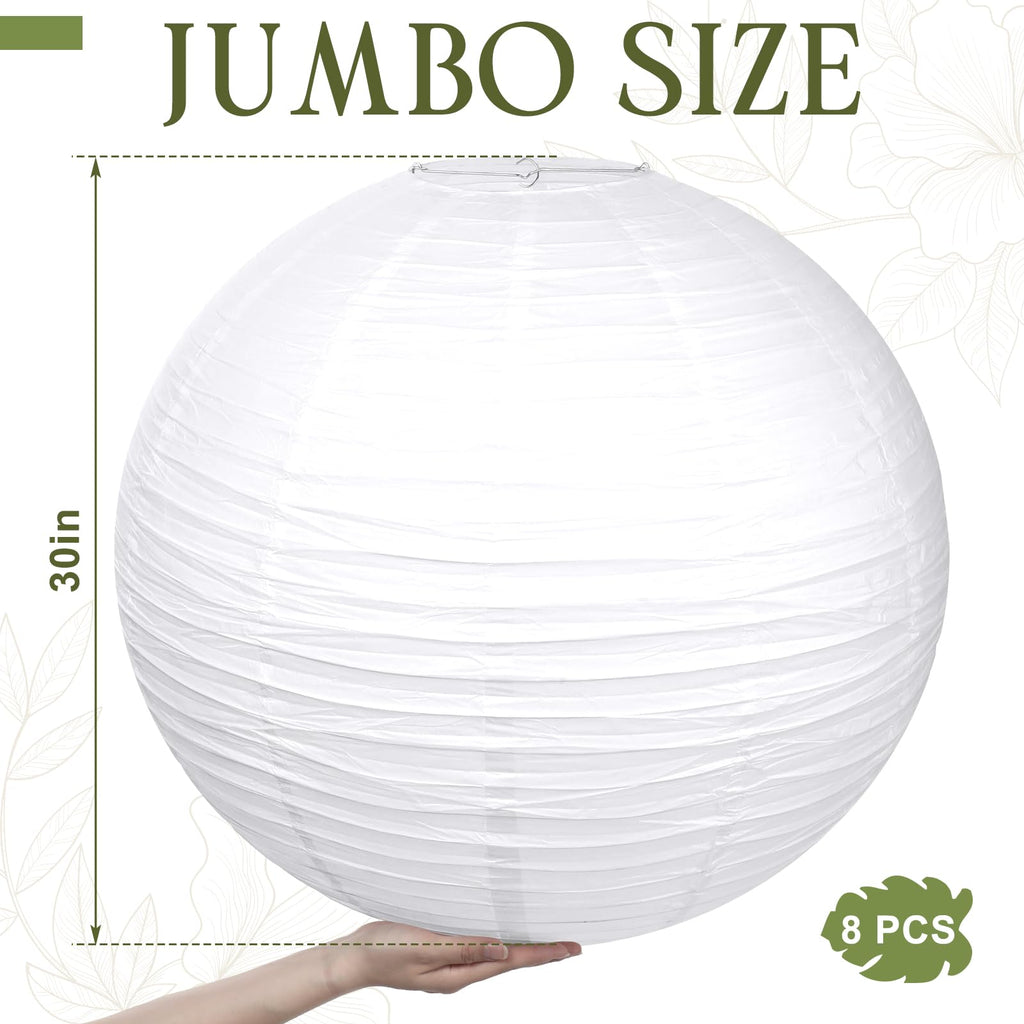 Inspired Noguchi Style 8 Pcs 30 Inch Jumbo Paper Lanterns Large Hanging Decor