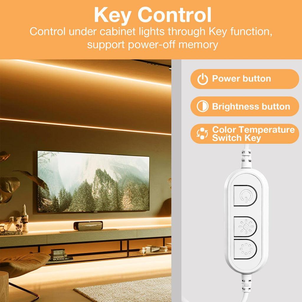 Under Cabinet Lighting Kit,8 PCS White LED Strip Lights with APP