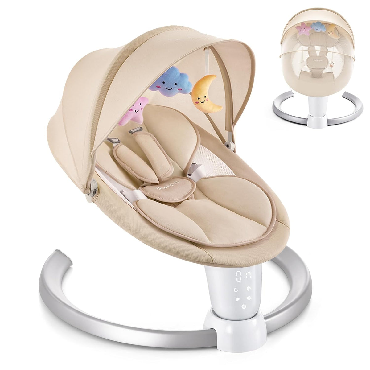 Weddell Baby Swings for Infants with Canopy and Mosquito Net, Khaki