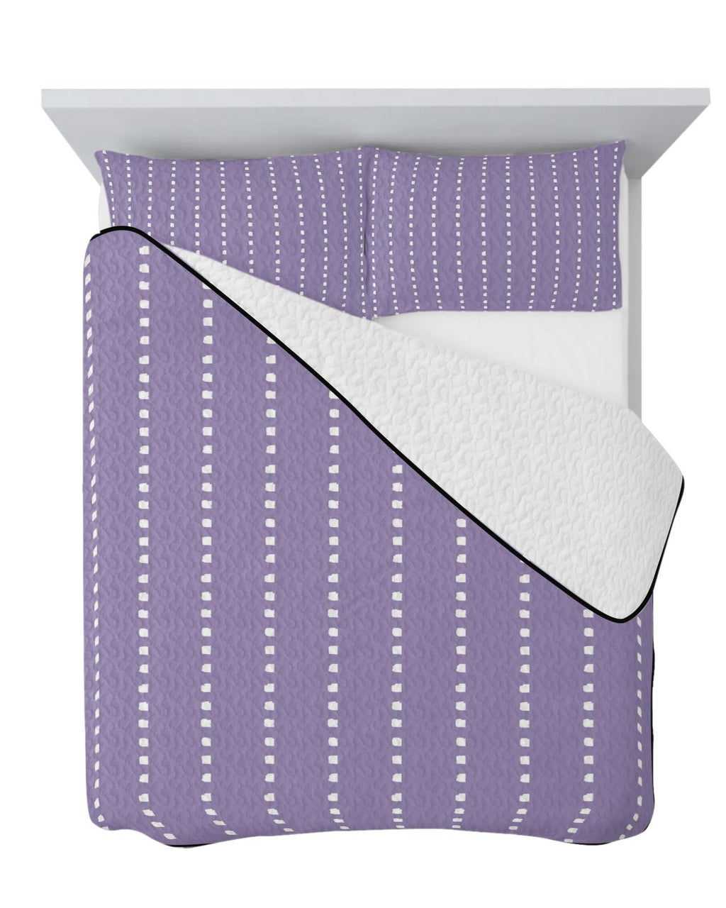 Lilac Ticking Quilt Set 3 Pieces Quilted Bedspread- Soft, Pastel Dreamy Undertone Lightweight Quilt with