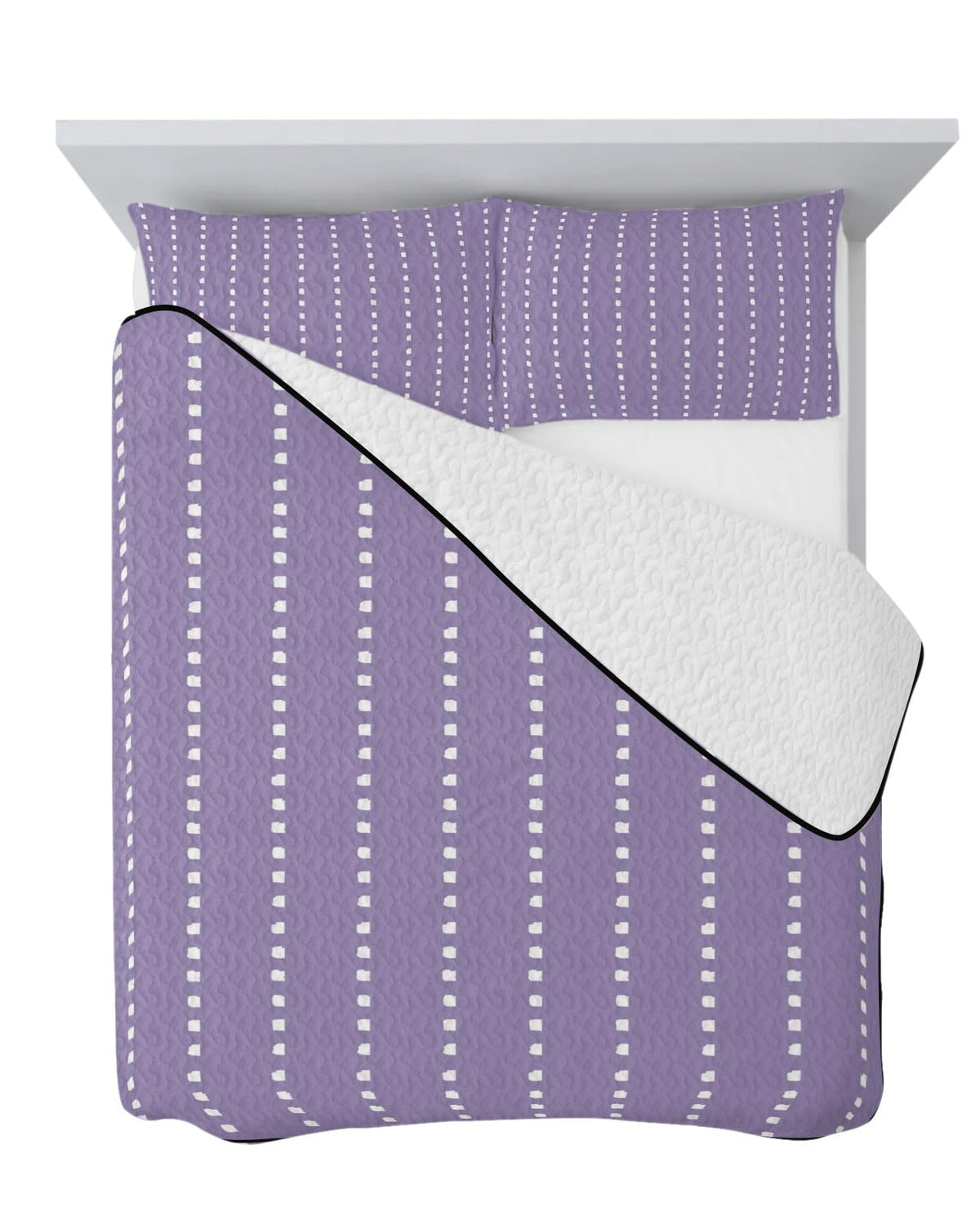 Lilac Ticking Quilt Set 3 Pieces Quilted Bedspread- Soft, Pastel Dreamy Undertone Lightweight Quilt with