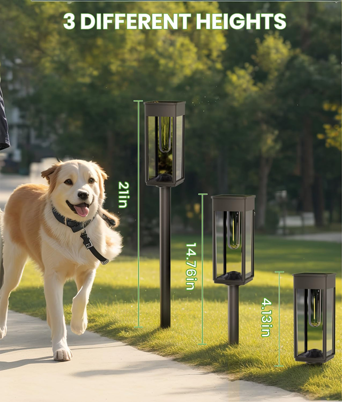Solar Path Lights, 2 Pack, 3 Heights, Cool White, IP65