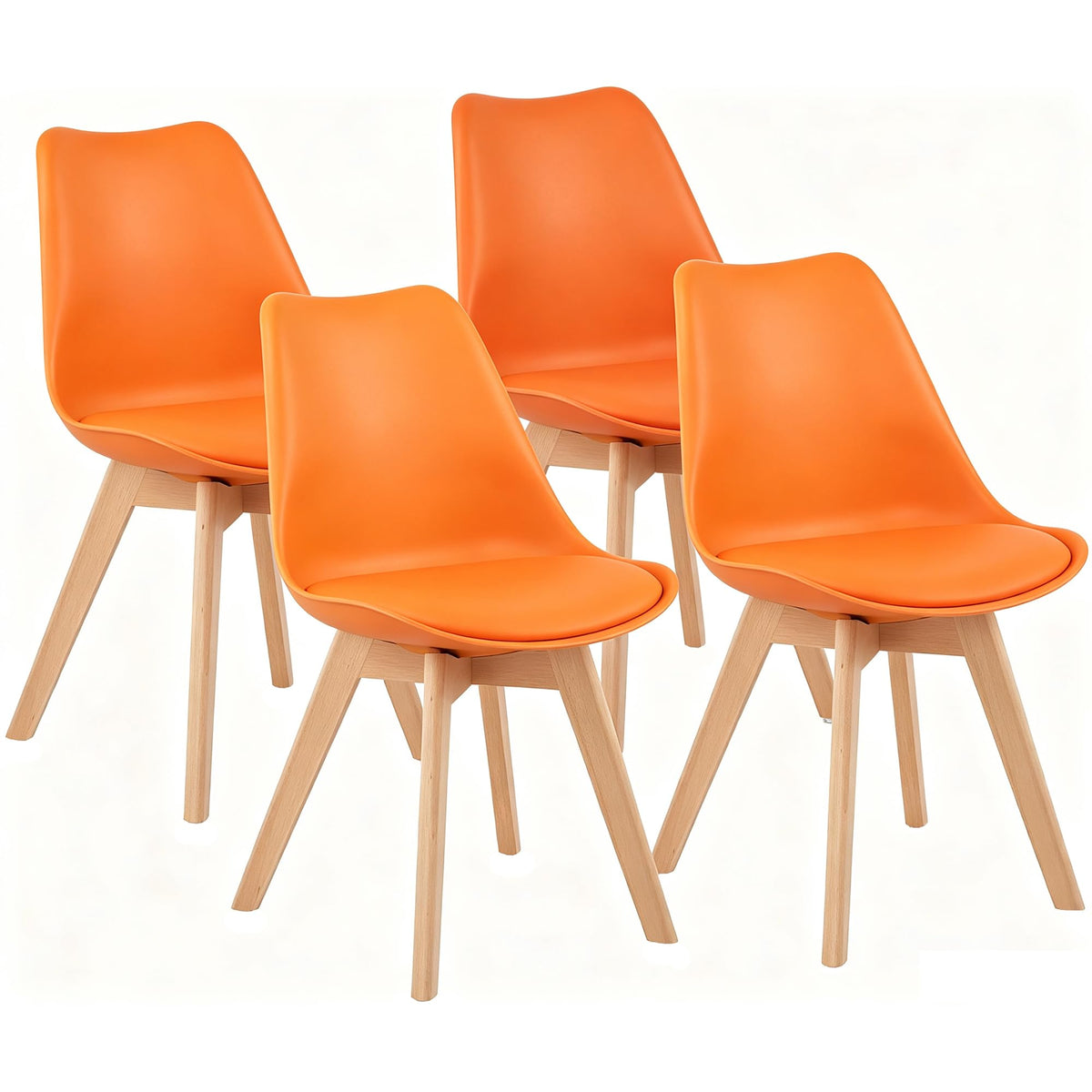 Inspired Eames Style Mid Century Modern Shell Dining Chairs (Orange, Set of 4)