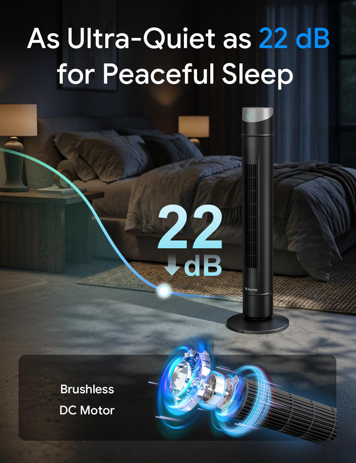 Smart Tower Fan ,Upgraded DC Motor Fans that Blow Cold Air