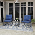 Bistro 3 Piece Patio Furniture Set, Patio Table and Rattan Outdoor Rocking Chairs Set of 2, Outdoor Bistro