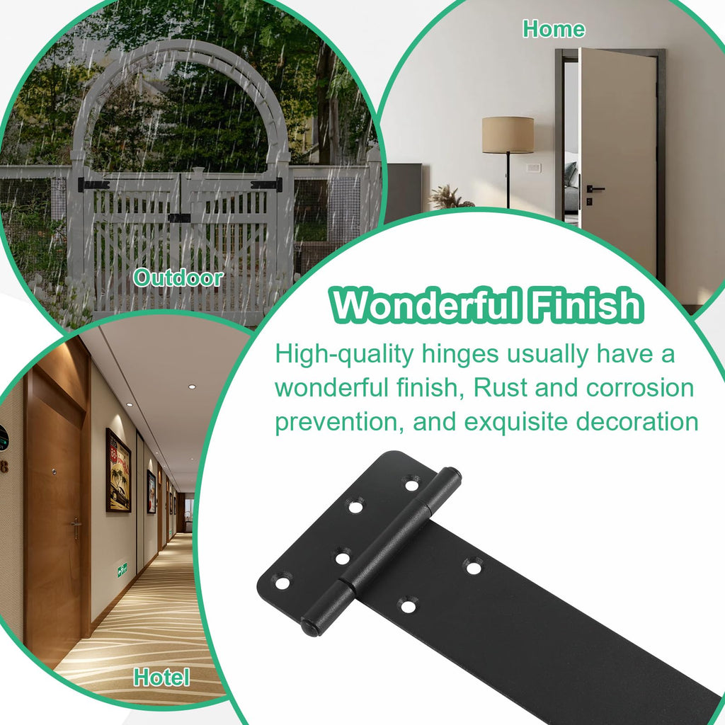 6" Gate Hinges, 280 Lbs Capacity, Matte Black, 4 Pack Heavy Duty Hinge