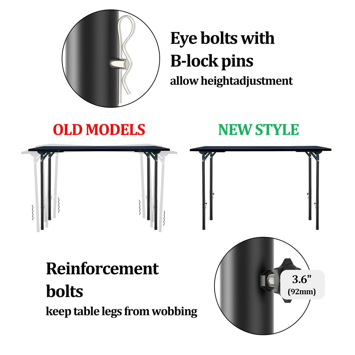 Folding Table Risers for Straight/Bent Leg