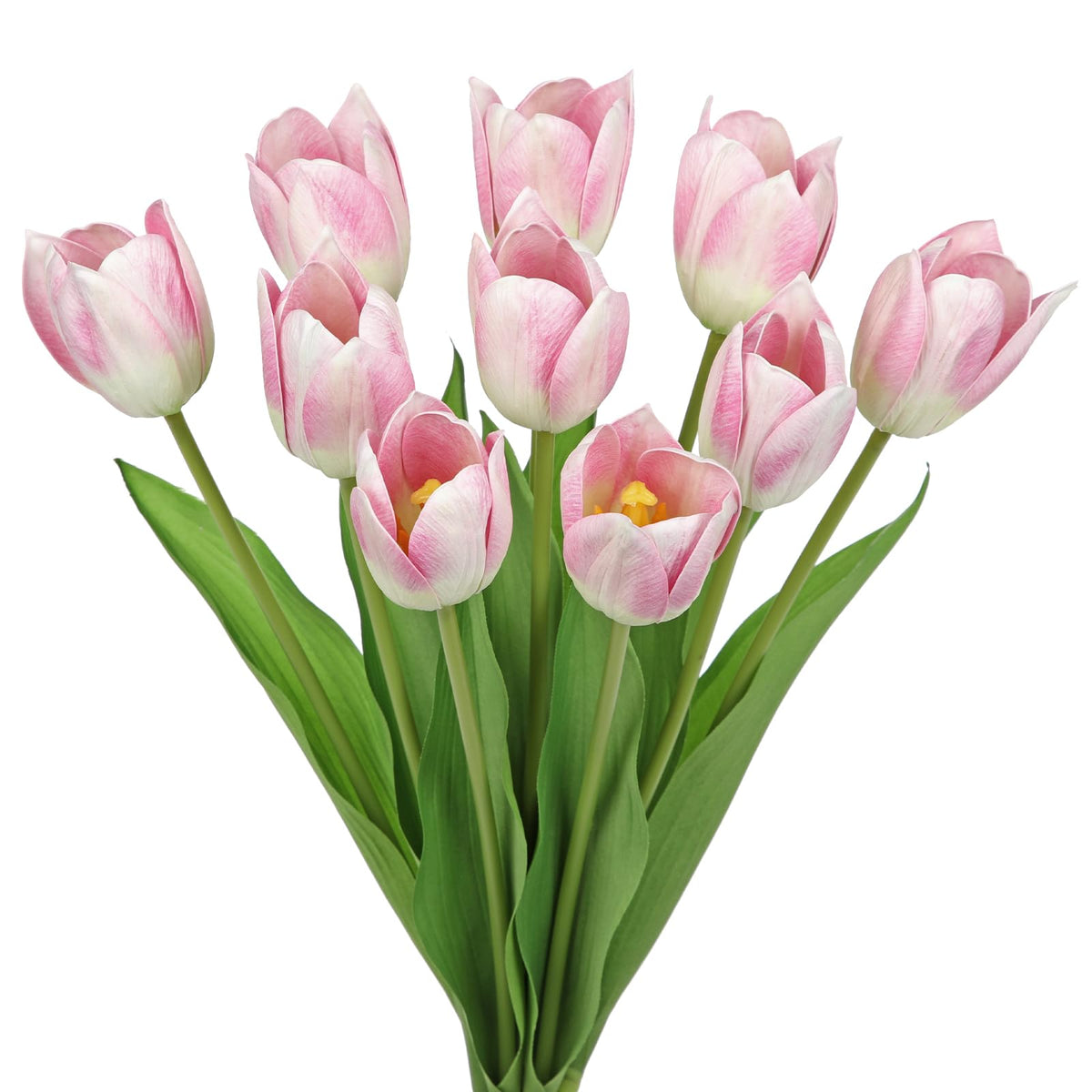 Artificial Tulips - 20" Long Stem Faux Tulips, 10PCS Real Touch Fake Pink Tulip for Vase, Farmhouse, Kitchen, Spring