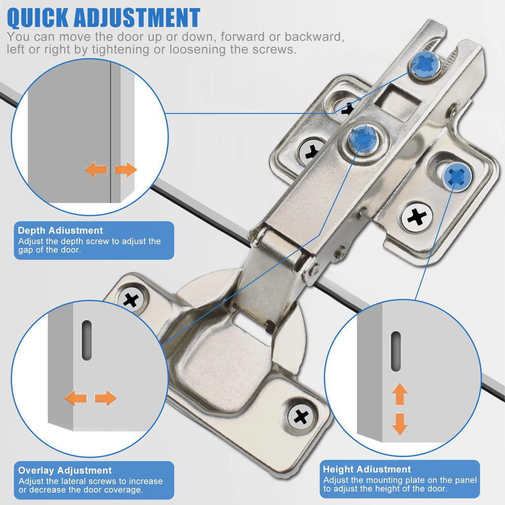 10 Pack 35mm Soft Close Cabinet Hinges, Concealed Full Overlay Hinge
