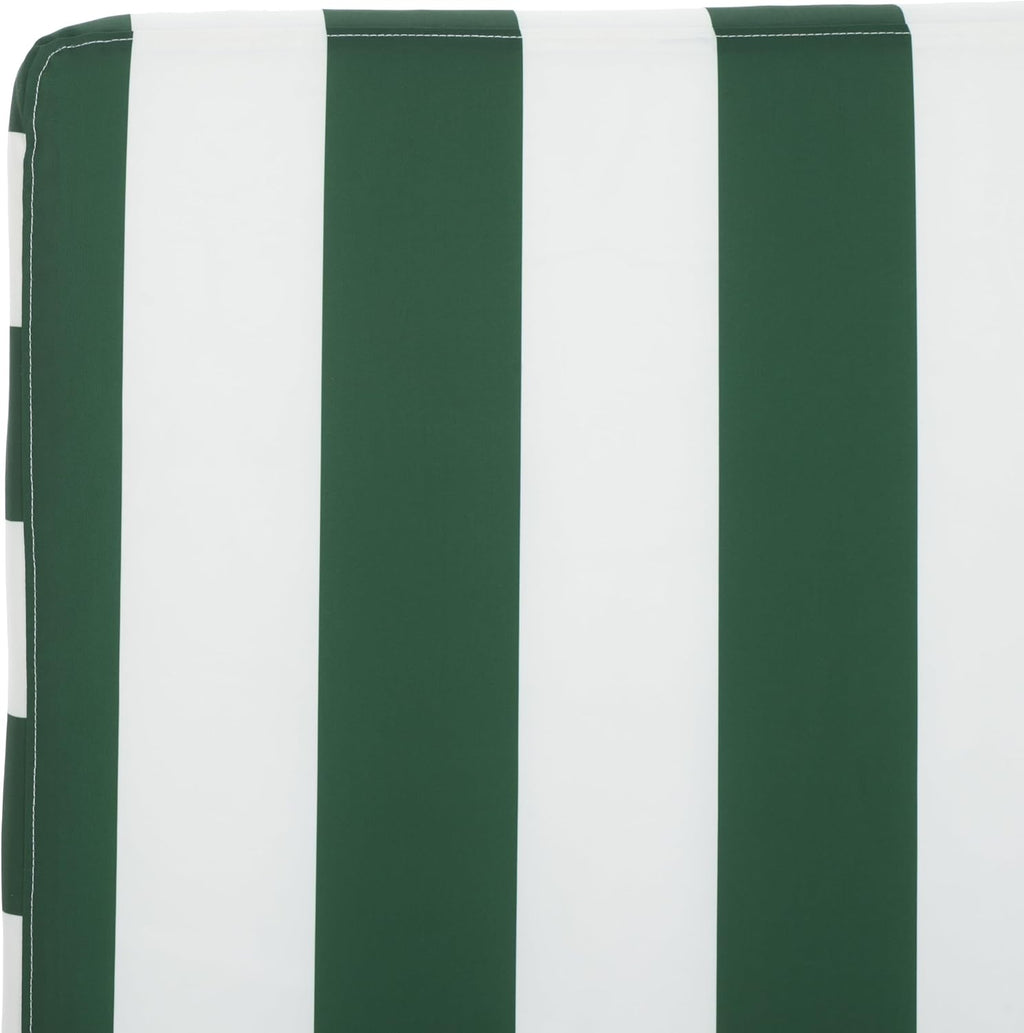 Outdoor Chaise Lounge Chair - Heather Tan & Hunter Green Stripe - Steel and Woven Rope - Adjustable