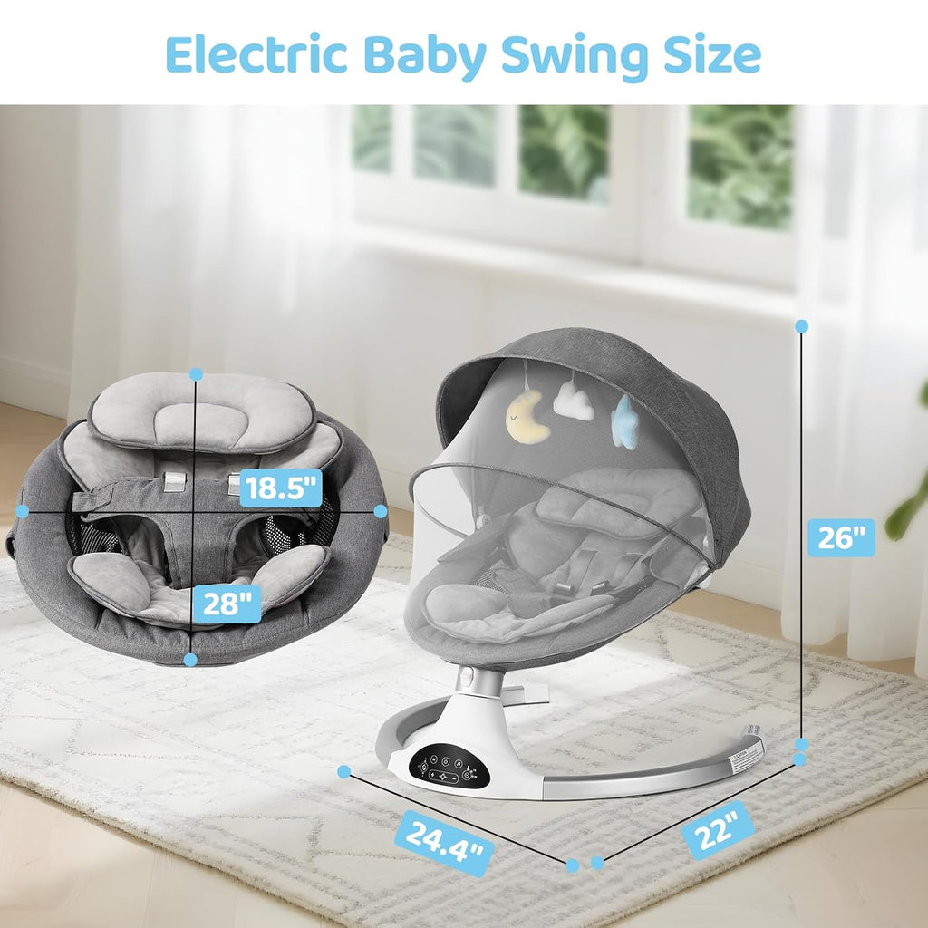 Baby Swings for Infants with Adjustable Speeds and Timer, Bluetooth
