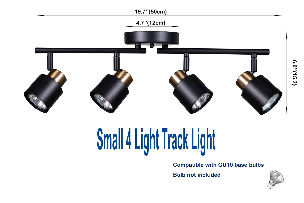 4 Light Track Lighting Kit, Matt Black Brass Finish Adjustable with Moden Flush Mount Ceiling Spotlight Improvement