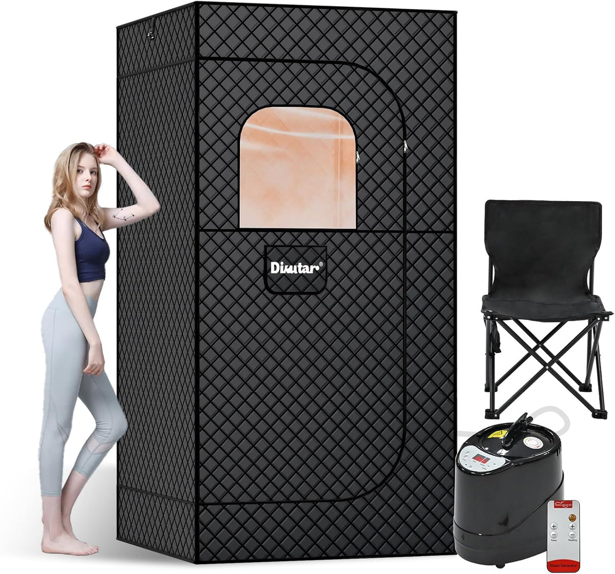 Sauna Box - Portable Sauna for Home with Upgraded 3L 1500W Steamer, Folding Chair and Non-Slip Mat for Relaxation Spa