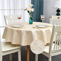 Waterproof Vinyl Tablecloth Round, 60 x 60 Inch, Rose Beige