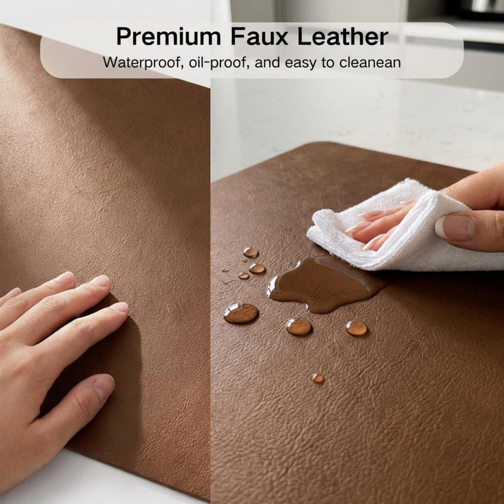 Faux Leather Placemats Set of 6, Walnut Brown