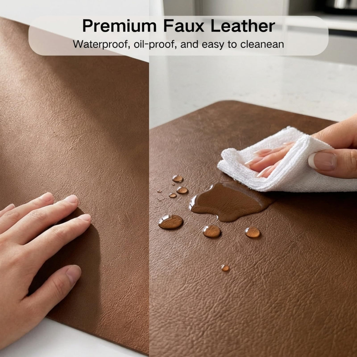 Faux Leather Placemats Set of 6, Walnut Brown