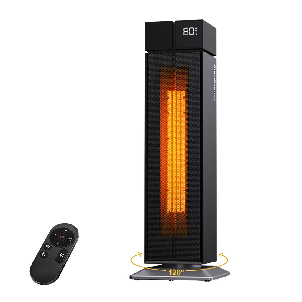 Space Heater Large Room, 25" Black Electric Heaters for Indoor Use