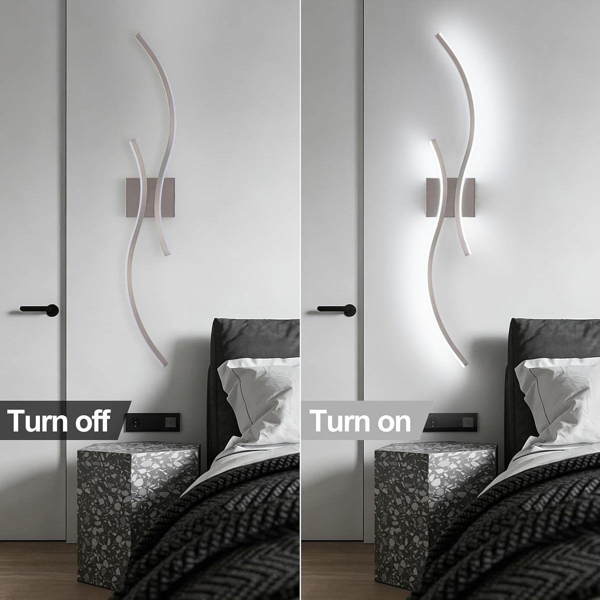 Modern Led Wall Light, 39inch Brushed Nickel Indoor Led Wall Sconce Lighting Hallway Bedroom Bedside Wall Lamp