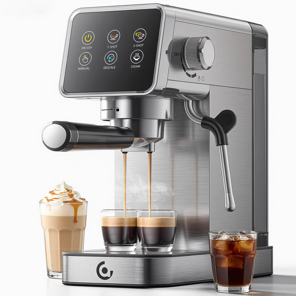 Espresso Machine with Self-Cleaning, 20Bar Coffee Maker, Platinum