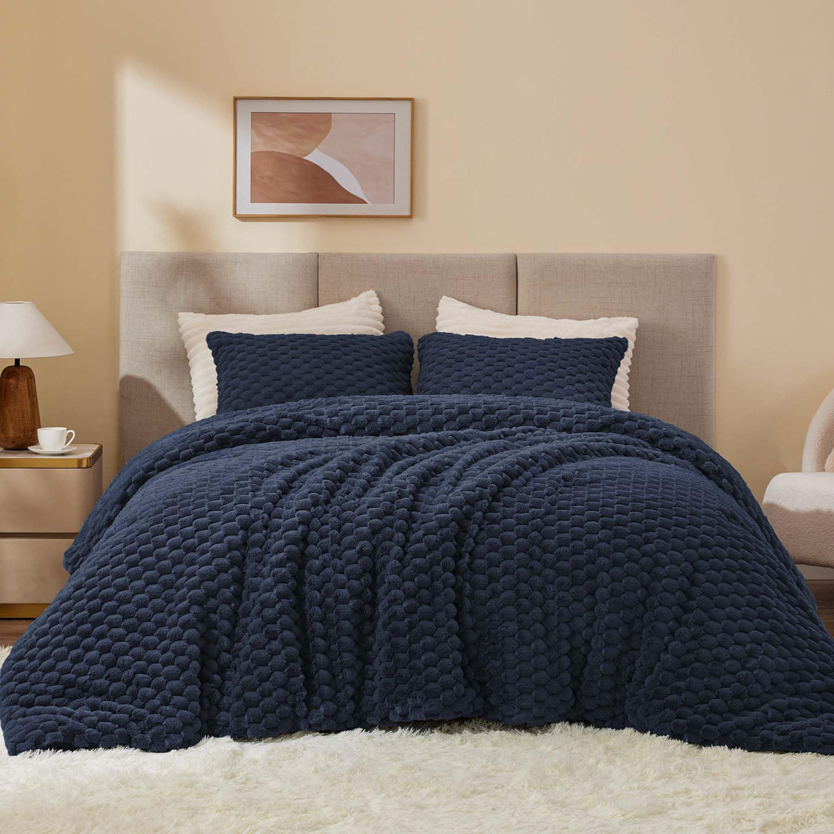 Fluffy Comforter Set, Navy Bed Set 2 Pieces