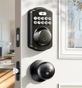 Keyless Entry Deadbolt Door Lock with Knobs, Matte Black