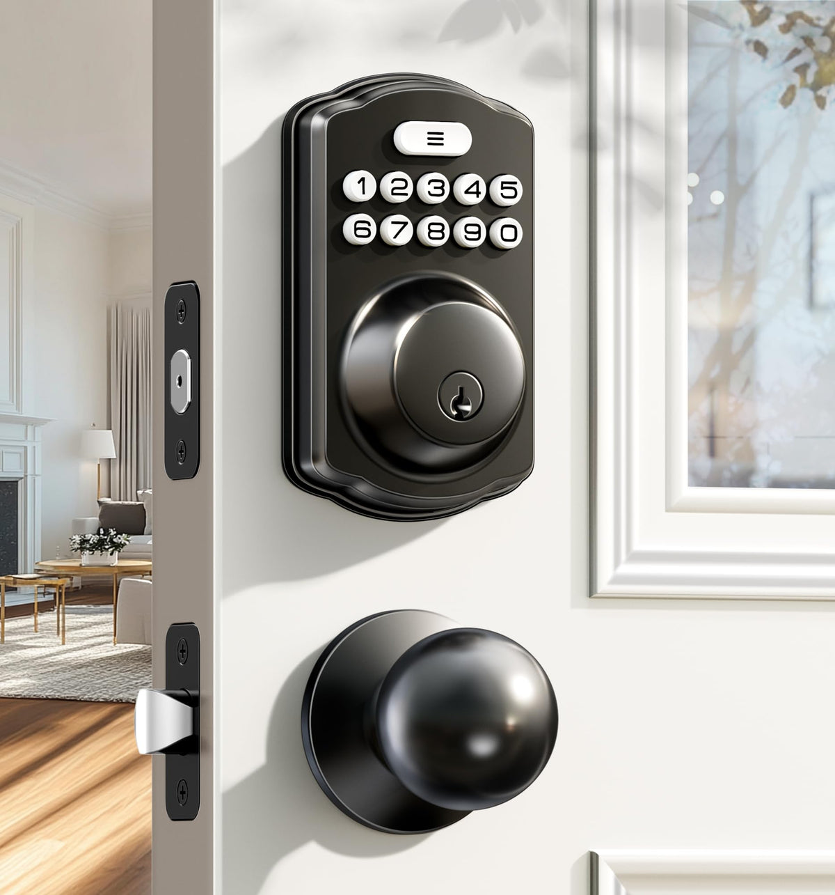 Keyless Entry Deadbolt Door Lock with Knobs, Matte Black